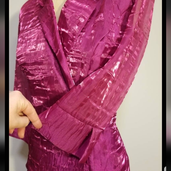 ALEX EVENINGS BLOUSE FUCHSIA HOT PINK TOP COCKTAIL WEDDING MOTHER OF THE BRIDE - Picture 3 of 7